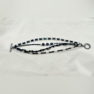 Black, Silver, & crystal Beaded bracelet